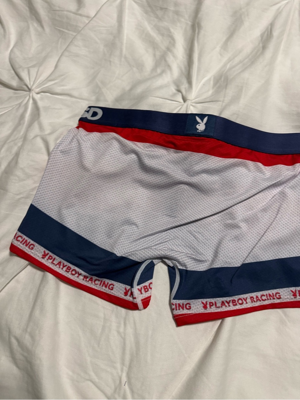 PSD Playboy Racing Red White Navy Blue Boyshorts Sz m new - Picture 7 of 8